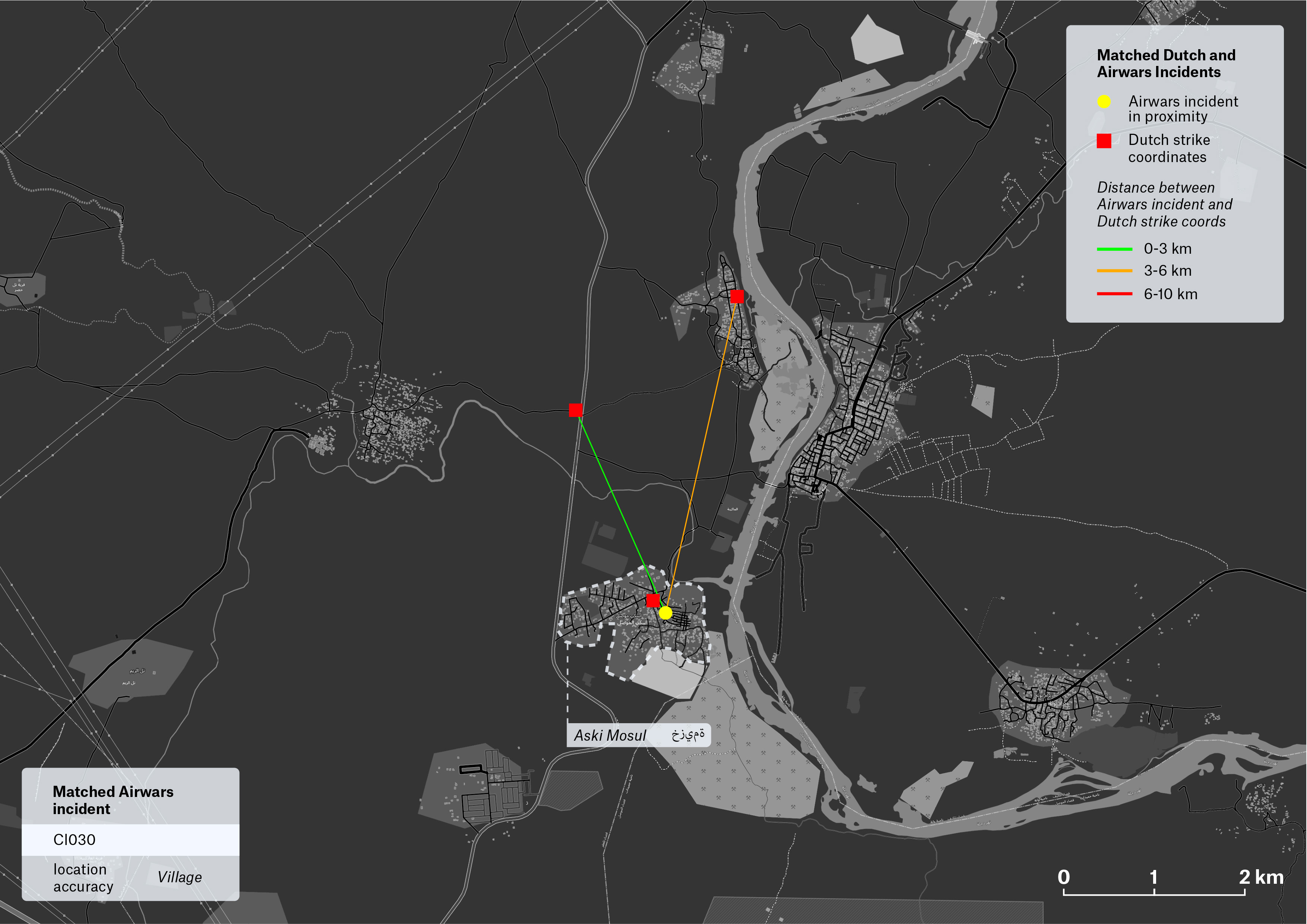Analyse von niederländischen Angriffen und Airwars-Archivdaten für Aski Mosul